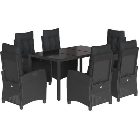 Maison Exclusive - 7-tlg. Garten-Essgruppe mit Kissen Schwarz Pol