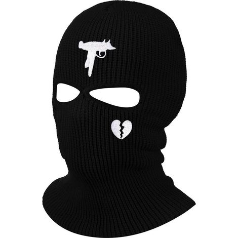 Masque de ski tricoté 2 trous noir pour homme et femme (1/5)