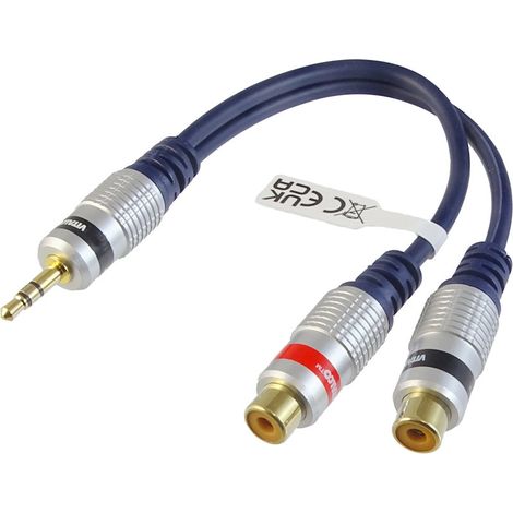 Adaptador de conector jack estéreo de 3,5 mm - 2 conectores RCA Vitalco (A1)