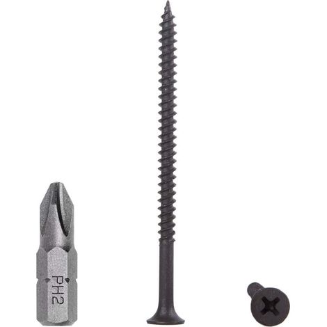 400 Placo-Schrauben – Kohlenstoffstahl – Linsenkopf, Feingewinde – Befestigung an Metallrahmen in Trockenbauwänden – Schwarz – 4,2 x 70 mm (1/5)