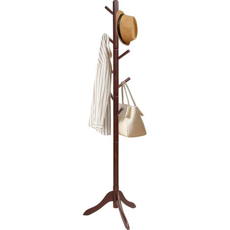 COSWAY 175cm Garderobenständer mit 8 Haken, Kleiderständer aus Holz höhenverstellbar in Baumform, Jackenständer für Schlafzimmer, Wohnzimmer (Braun) (1/5)