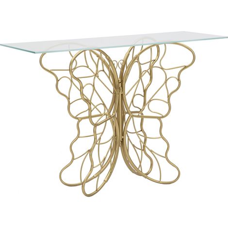 Console Butterfly 110x40x76 cm in Ferro e Vetro Oro (1/5)