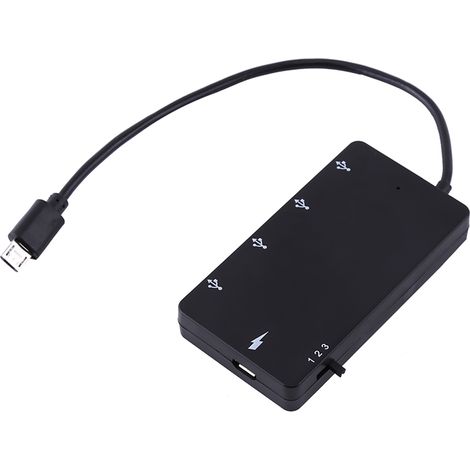 Hub micro USB 2.0 OTG à 4 ports avec câble d'extension et chargeur pour smartphones et tablettes