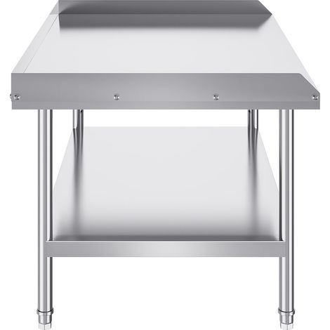 Table de travail inox 30 x 48 x 26 pouces, préparation professionnelle, dosseret 3 côtés, hauteur réglable (1/5)