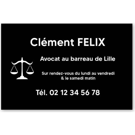 Plaque professionnelle PVC 30x20 Personnalisée avec Logo | Avocats - Noire lettres blanches (1/3)