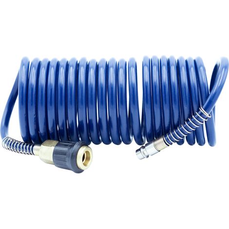 Tuyau spiral ø5x8mm - tuyau polyamide longueur 5m pression max 10bar embout & coupleur rapide LACME - 322705
