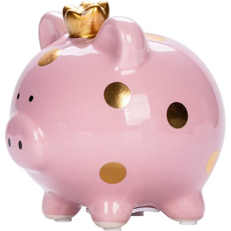 Hucha de cerámica de princesa, rosa, caja de dinero para niñas, regalo de bautizo, caja de dinero que se abre, hucha, alcancía, cerdito de la suerte (1/5)