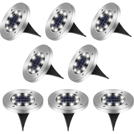 [NEVER USED] Outdoor solar lamp, 8-piece outdoor solar light, 8-LED outdoor solar garden lamp, IP65 waterproof outdoor solar spotlight, decorative outdoor solar lamp for path and terrace.
