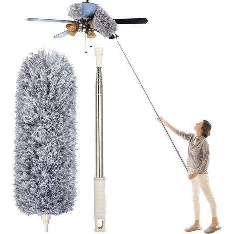 Plumeau microfibre extensible 76,2 à 254,4 cm – Poignée en acier inoxydable – Nettoyage ventilateurs, stores, luminaires