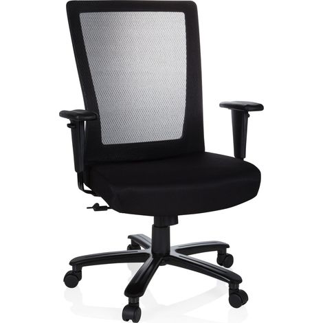 Bürostuhl / Drehstuhl XXL EXTENDER Netz / Stoff schwarz hjh OFFICE (1/5)