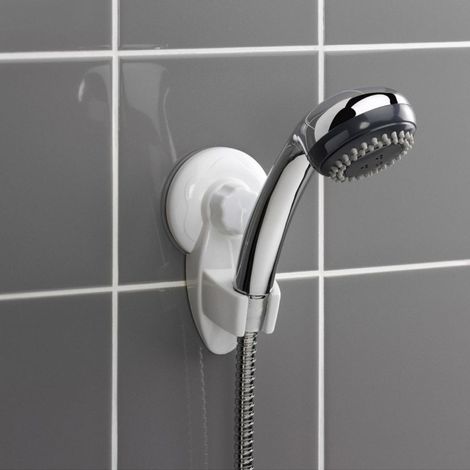 Support Douchette Design "Ventouse" 13cm Blanc (1/2)
