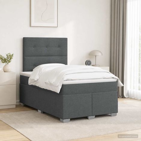 vidaXL Lit boxspring avec matelas Gris foncé 120 x 190 cm Tissu (1/5)