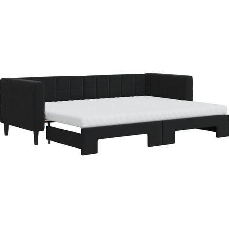 Maison Exclusive - Lit de jour avec lit gigogne et matelas noir 80x200 cm velours
