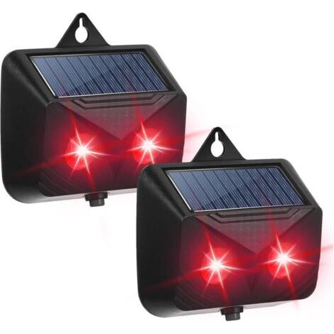Dissuasore a energia solare con 2 luci rosse lampeggianti. Tiene lontani gli animali notturni. Funzionamento autonomo. Facile installazione.