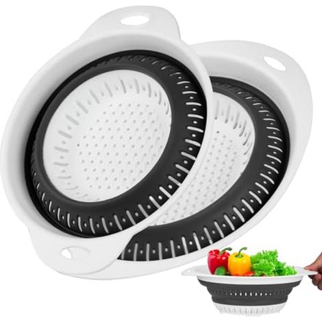 Set mit 2 faltbaren Nudelsieben – Silikon-Kunststoffsiebe für Gemüse und Obst (1/5)