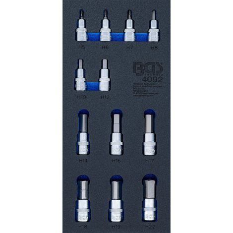Insert de servante d'atelier 1/3 : Jeu de douilles à embouts six pans intérieurs 12,5 (1/2")12 pièces BGS (1/2)