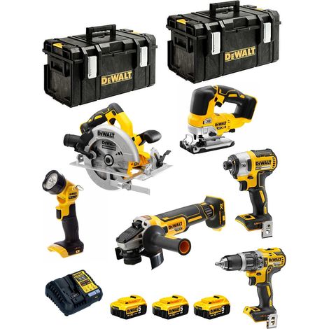 DeWALT Kit DCK663P3 (DCD796 + DCF887 + DCS570 + DCS334 + DCG405 + DCL050 + 3 x 5,0 Ah + DCB1104 + 2 x DS300) (1/5)