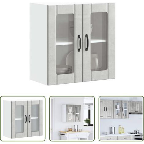 vidaXL Wandregal -  Küchen-Hängeschrank mit Glastür Lucca Betongrau Holzwerkstoff (1/5)