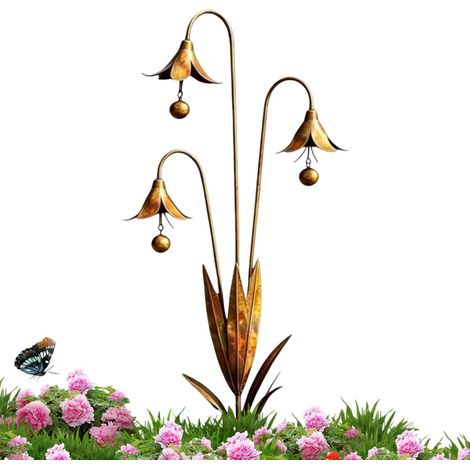 Piquets de décoration de jardin – Cloche en métal en forme de pour extérieur, décoration de pelouse, , pot de fleurs Sculpture de jardin durable style carillon à vent pour terrasse, cour (1/5)