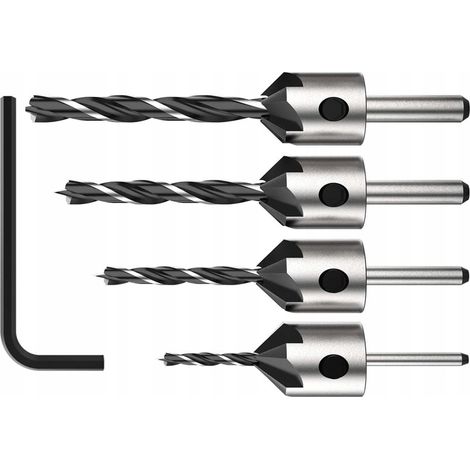 Holzbohrer mit Senker Set 4-teilig Bohrer mit Senker 3 4 5 6 mm (1/2)