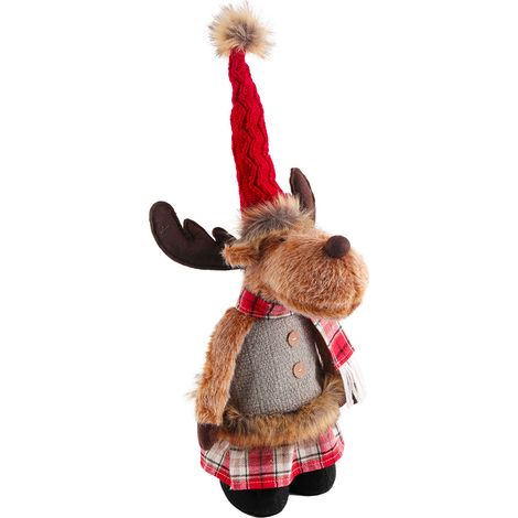 Ciervo Navideño De Peluche - Adorno Navideño De Pie - Decoración Para Interior Y Exterior - 1 Unidad (1/5)