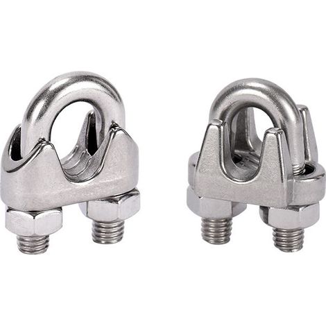 10 Pcs Pince de Câble Métallique Serre Cable Acier Inox Serre-Câbles Étrier M4,argent,2.3cm (1/3)