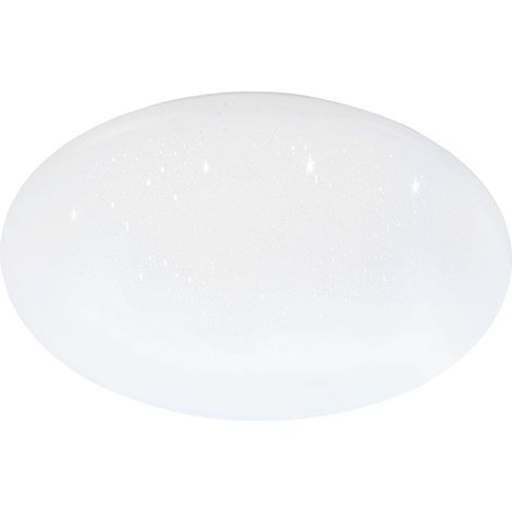 plafonnier LED rond en acier blanc et abat-jour en plastique blanc avec effet cristal, 1 lampe murale (1/5)