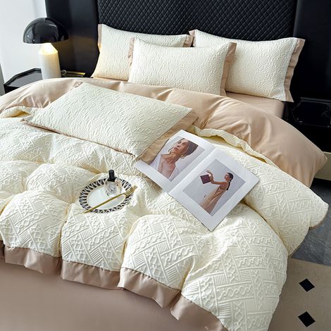 Parure de lit d'été en soie glacée, housse de couette légère et luxueuse, linge de lit frais pour dormir au frais (1/4)