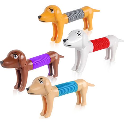 4 pcs Stretchable dog sensor toys with rotating head and tail