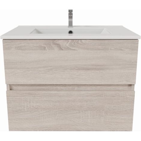 Meuble salle de bain suspendu 70 cm ROSALY- Bois- Plan vasque en Céramique — vue 4