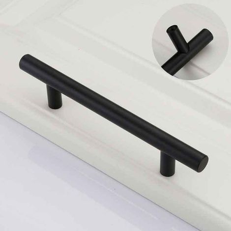 20pcs 96mm Acier Inoxydable T Barre Noir Cusine Poignée barre de porte d'Armoire avec Vis (1/4)