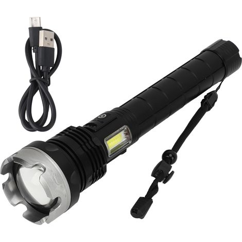 Extrem leistungsstarke Outdoor-Taschenlampe, USB-aufladbar, Zoomfunktion, einziehbares Gehäuse aus Aluminiumlegierung, wasserdicht – ideal zum Wandern und Campen. (1/5)