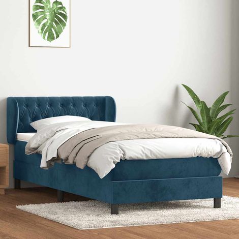 Boxspringbett mit Matratze Dunkelblau 80x210 cm Samt (1/5)