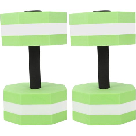 Ensemble de 2 haltères en mousse EVA haute densité pour exercices aquatiques, pour hommes et femmes, piscines intérieures, fitness aérobique, rééducation, forme diamant, vert et blanc. (1/5)