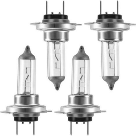 Confezione da 4 lampadine alogene H7 12V 55W per fari auto, luce bianca intensa ad alte prestazioni, illuminazione standard potente e di lunga durata. (1/4)