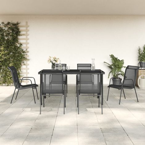 Furniture Limited - Juego de comedor para jardín 7 piezas acero y (1/5)