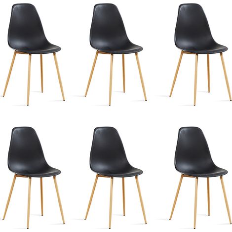 Lot de 6 chaises scandinaves noires - Ela (1/2)