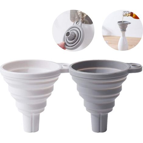 2 Entonnoirs Pliables en Silicone Résistant à la Chaleur Entonnoir Télescopique Portable pour Transfert Liquide et Poudre (1/5)
