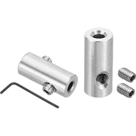 4mm Trou Fil Corde Agrafes Ensemble, 2 pcs 304 Inox Acier Double Trous Serrure Câble Pinces Agrafe avec M4 Hexagone Vis Clé pour Câble Raccords, Argent (1/5)