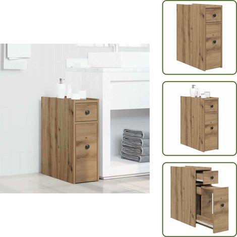 Armario de baño con ruedas - vidaXL Armario de baño estrecho con ruedas madera roble artisian - Armario de baño de madera