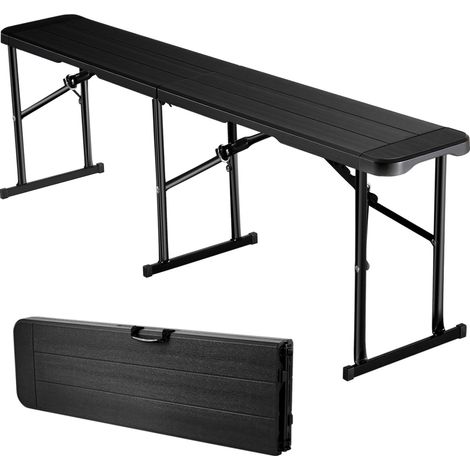 VEVOR Panca Pieghevole in Plastica, Panca Portatile 183 cm, Panca da Esterno Impermeabile in HDPE, Seduta da Pranzo per Picnic e Campeggio con Maniglia Trasporto, per Attivita in Giardino, Nero