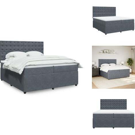 Sommier à lattes de lit et matelas Gris foncé 200x200cm Velours - Sommier À Lattes De Lit - Sommiers À Lattes De Lit - Lit - Meuble De Chambre À Coucher (1/5)