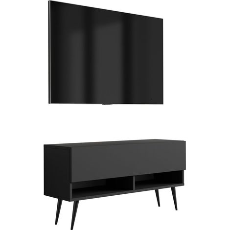 Mobile TV : Nero opaco, gambe nere inclinate, 100 × 32 × 52 cm (1/5)
