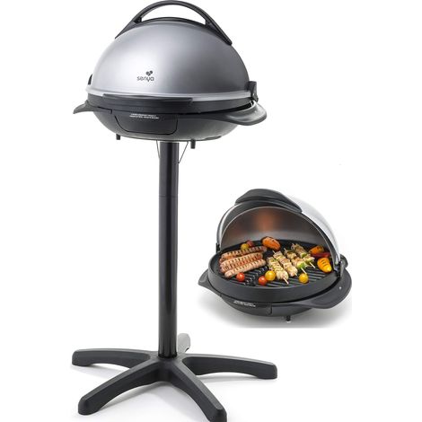Senya Barbecue Elettrico 2 in 1 su Supporto e su Tavolo, Superficie di Cottura 40 cm, Placca in Alluminio Pressofuso, Coperchio Staccabile, 2200W, SYCK-G043 (1/5)