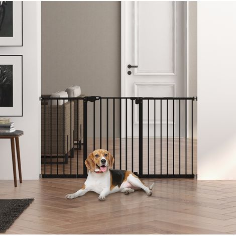 Barrière de sécurité pour animaux 136,3 x 76,2 cm en métal noir, sans perçage FloraGrace (1/5)