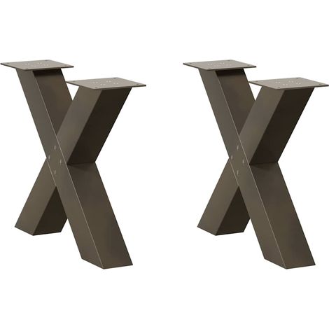 Couchtischbeine X-Form 2 Stk. Naturstahl 60x(42-43) cm Stahl