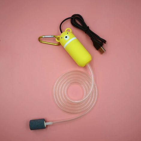 Pompe à oxygène 2 en 1 avec aérateur, chargement USB pratique, diffuseur d'air et compresseur d'air ultra silencieux pour aquarium.