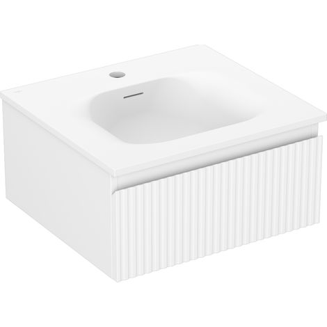 Mexen Rivel Badezimmerschrank 50 cm mit Waschbecken Vela, 1 Schublade, geriffelt, weiß matt - 91A20-05023-1-BF01-W23M01 (1/5)