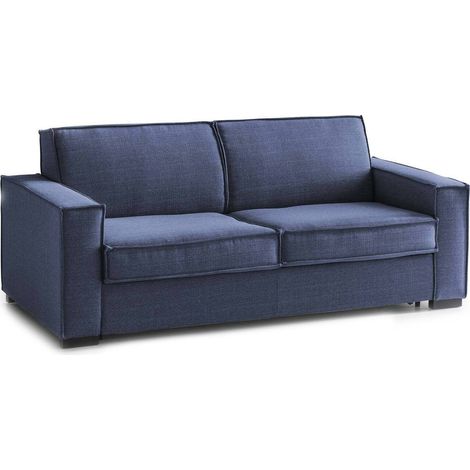 Dmora - Festes Sofa Dospin, 3-Sitzer-Sofa, 100% Made in Italy, Wohnzimmersofa aus Stoff, mit Standard-Armlehnen, Cm 220x95h90, Blau