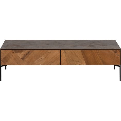 Table basse en bois de teck et métal 4 tiroirs - JAKARTA (1/3)
